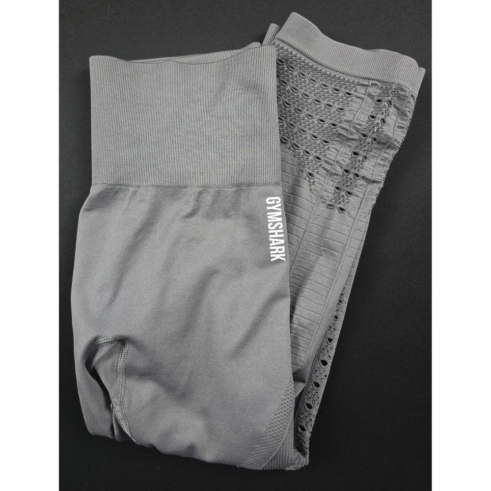 Gymshark Energy+ Seamless Cropped Leggings Gray High Waisted Eyelet Detail Med